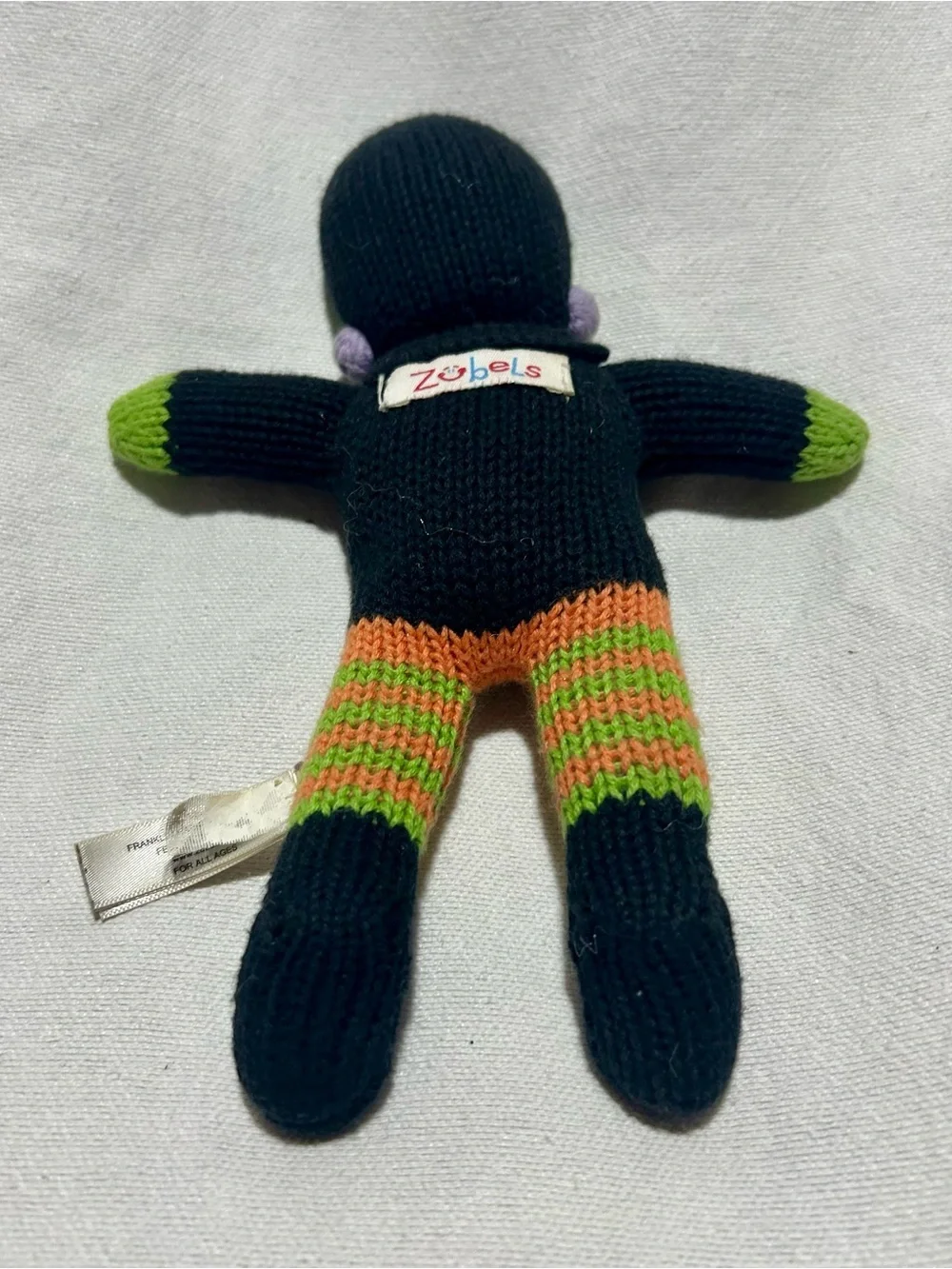 Zubels Frank E. Bolts Frankenstein Hand Knit Doll Halloween Rattle